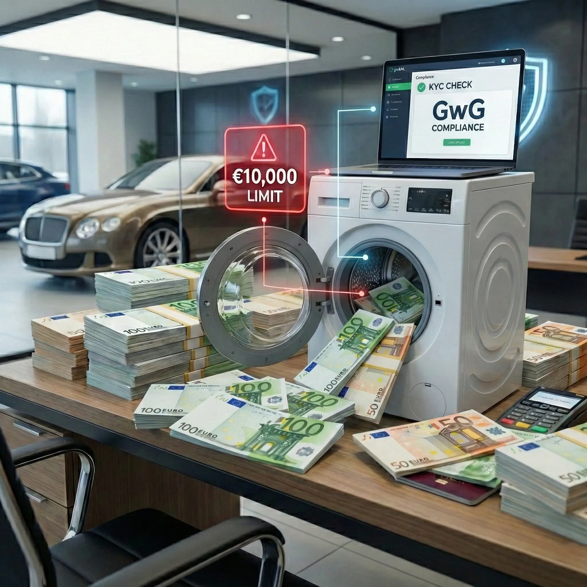 KYC bei Bargeld im Autohaus: GwG-Pflichten ab 10.000 €, Splitting, goAML & Dokumentation